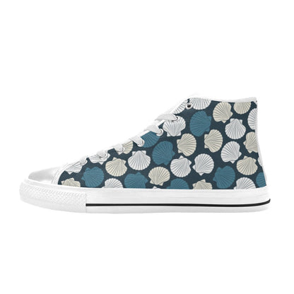 Seashell Print Design LKS3013 High Top Women's White Shoes