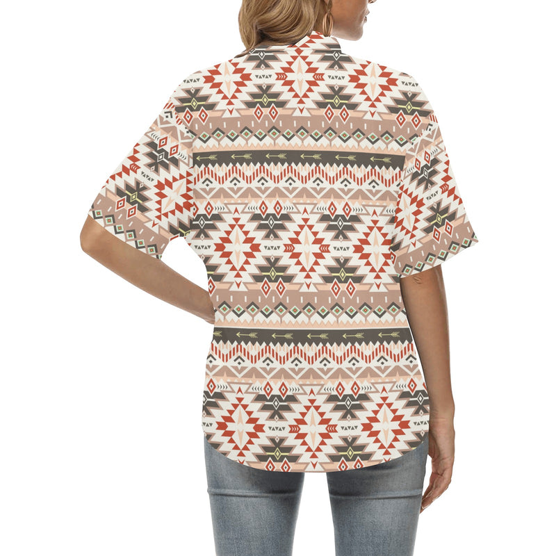 Aztec Pattern Print Design 05 Women's Hawaiian Shirt