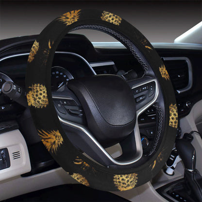 Pineapple Pattern Print Design A02 Steering Wheel Cover with Elastic Edge