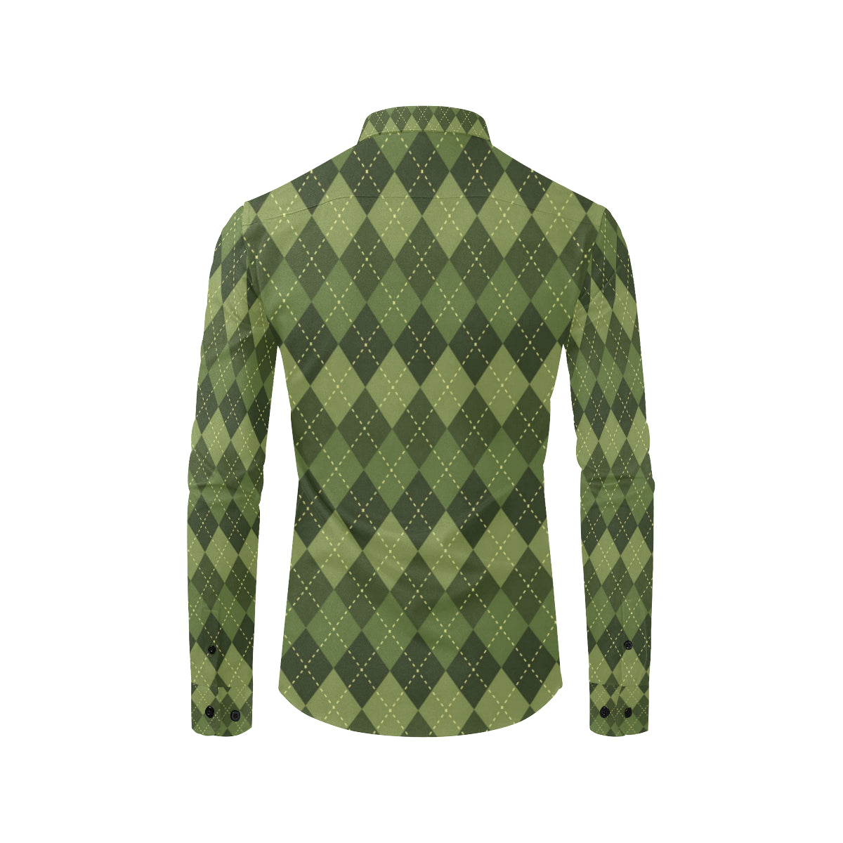 Argyle Green Pattern Print Design 01 Men's Long Sleeve Shirt