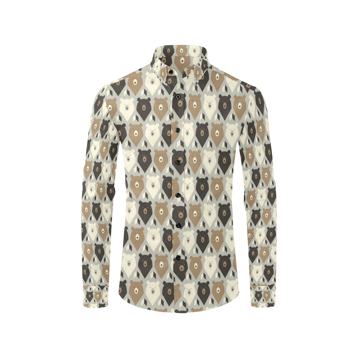 Bear Pattern Print Design 04 Men's Long Sleeve Shirt
