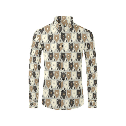 Bear Pattern Print Design 04 Men's Long Sleeve Shirt
