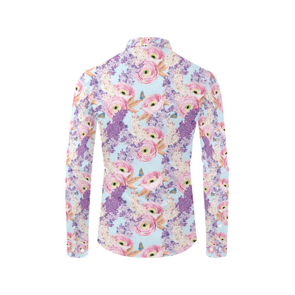Lilac Pattern Print Design LI03 Men's Long Sleeve Shirt