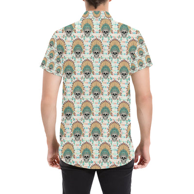 Boho Pattern Print Design 04 Men's Short Sleeve Button Up Shirt