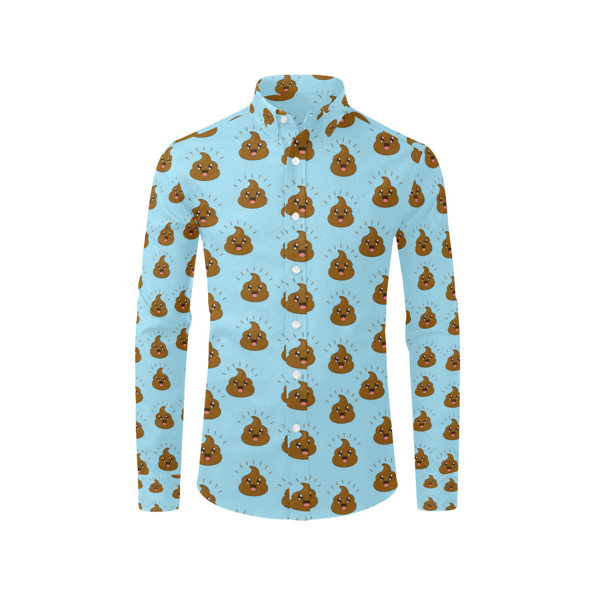 Poop Emoji Pattern Print Design A03 Men's Long Sleeve Shirt