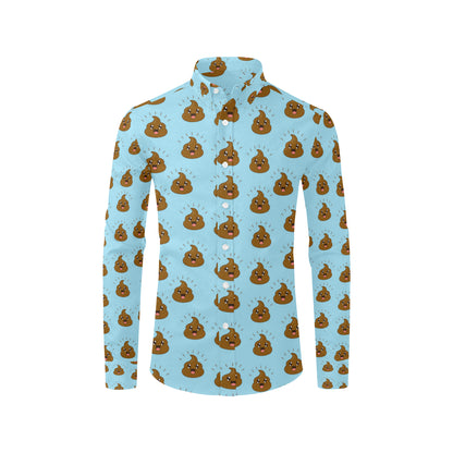 Poop Emoji Pattern Print Design A03 Men's Long Sleeve Shirt