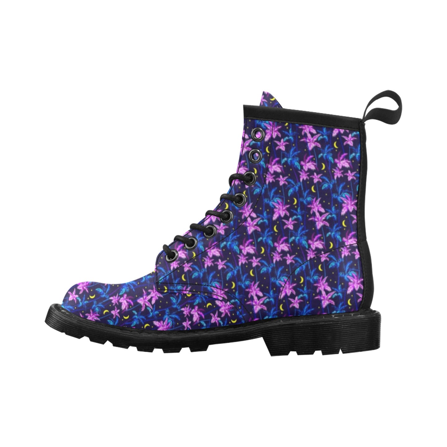 Palm Tree Night Scene Design Print Women's Boots