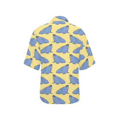 Walrus Pattern Print Design 02 Women's Hawaiian Shirt