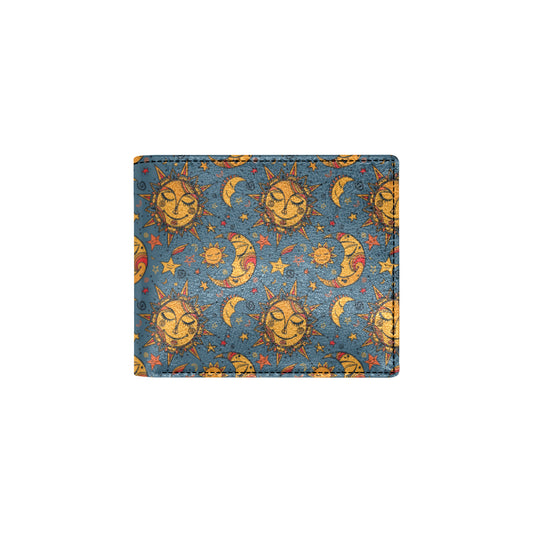 Celestial Moon Sun Pattern Print Design 02 Men's ID Card Wallet