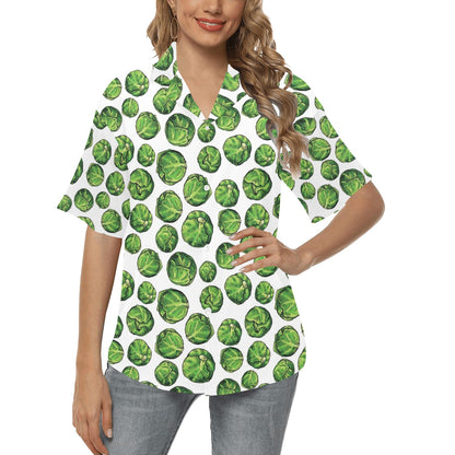 Brussels Sprouts Pattern Print Design 02 Women's Hawaiian Shirt
