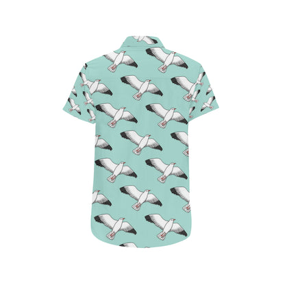 Pigeon Pattern Print Design 02 Men's Short Sleeve Button Up Shirt
