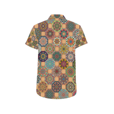 Boho Pattern Print Design 07 Men's Short Sleeve Button Up Shirt