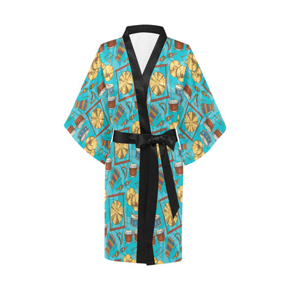 Percussion Pattern Print Design 03 Women's Short Kimono