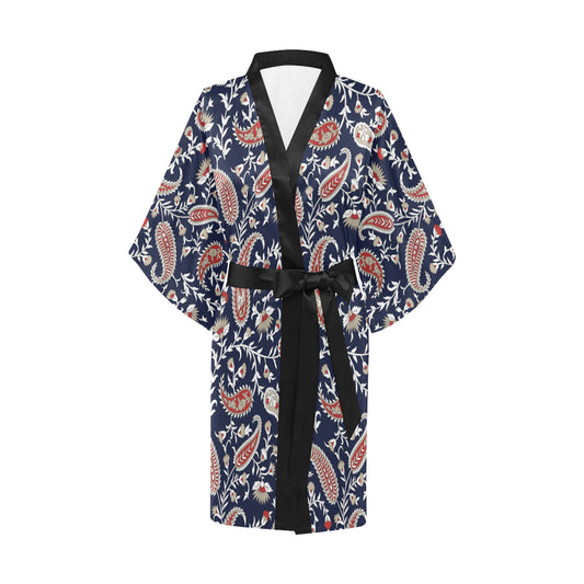 Paisley Pattern Print Design A05 Women's Short Kimono
