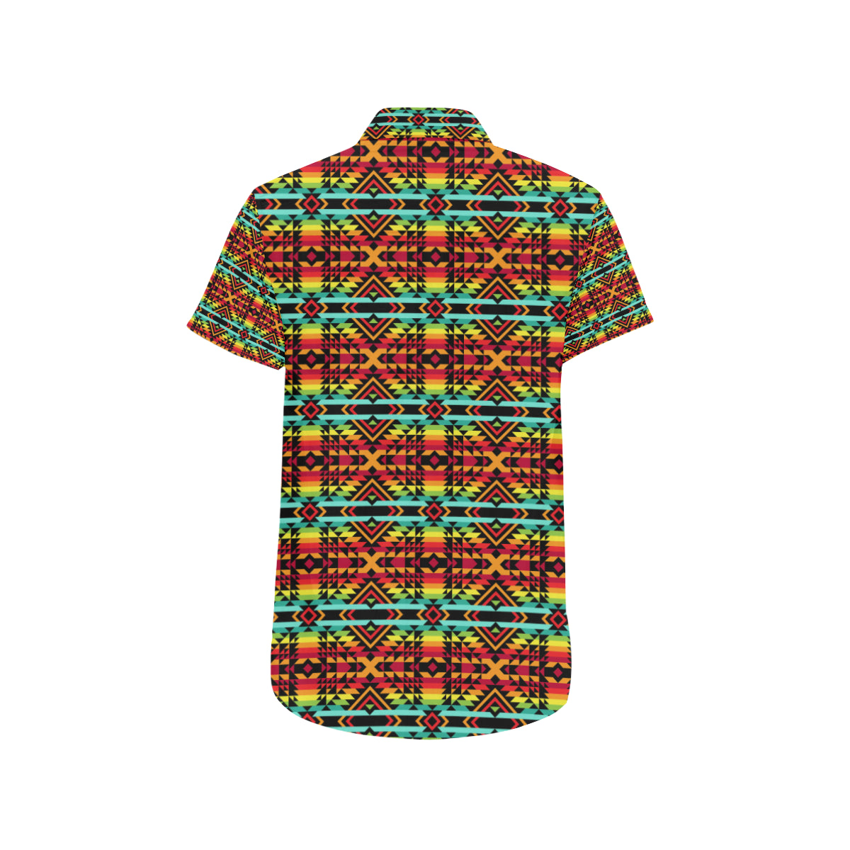Kente Red Design African Print Men's Short Sleeve Button Up Shirt