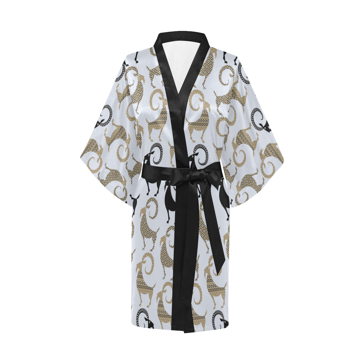 Goat Pattern Print Design 03 Women's Short Kimono