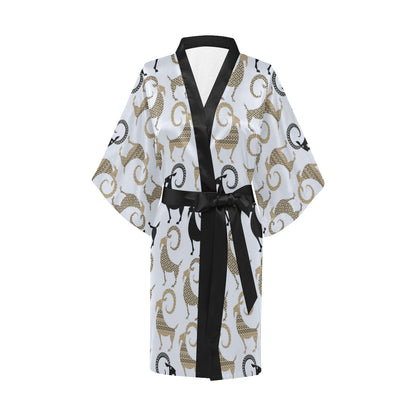 Goat Pattern Print Design 03 Women's Short Kimono