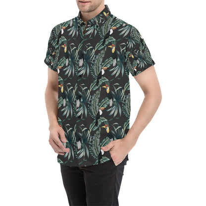 Rainforest Pattern Print Design RF06 Men's Short Sleeve Button Up Shirt