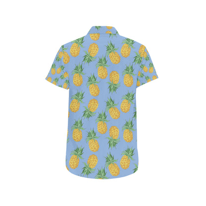 Pineapple Pattern Print Design A04 Men's Short Sleeve Button Up Shirt
