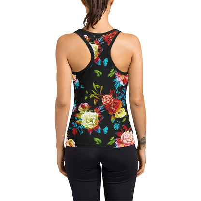 Peony Pattern Print Design PE07 Women's Racerback Tank Top