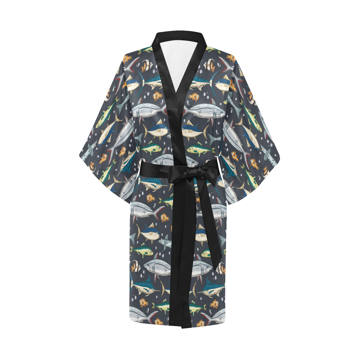 Swordfish Pattern Print Design 04 Women's Short Kimono