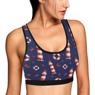 Nautical Pattern Print Design A03 Sports Bra