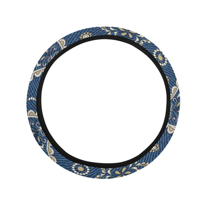 Jean Paisley Pattern Print Design 01 Steering Wheel Cover with Elastic Edge