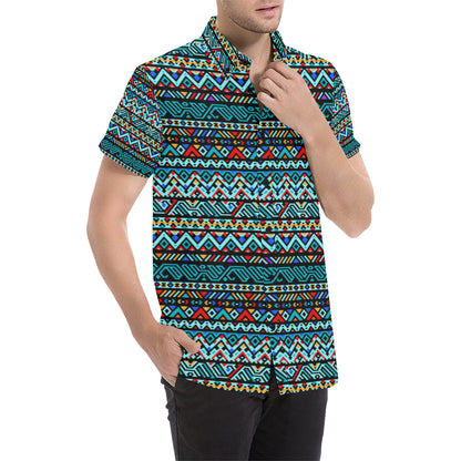 Southwestern Style Men's Short Sleeve Button Up Shirt