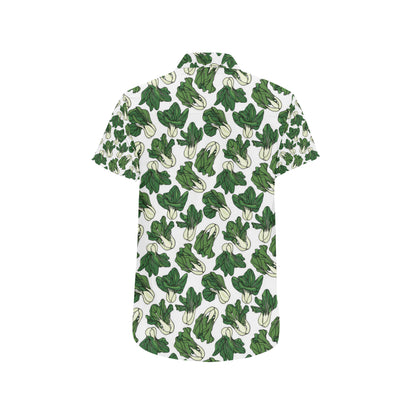 Bok Choy Pattern Print Design 02 Men's Short Sleeve Button Up Shirt
