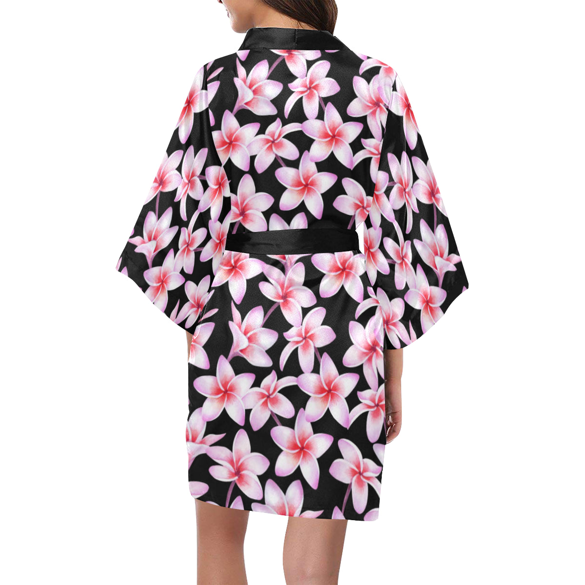 Pink Plumeria Pattern Print Design PM09 Women Kimono Robe