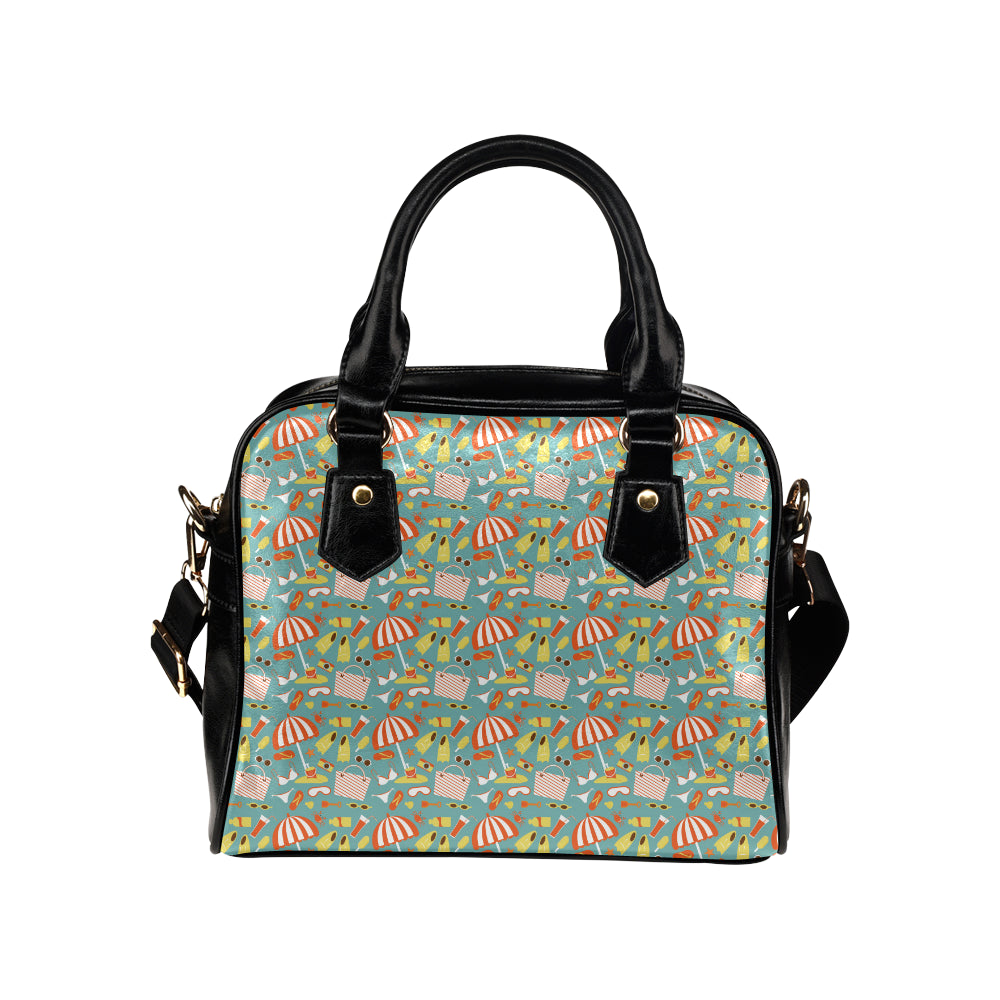 Beach Scene Pattern Print Design 02 Shoulder Handbag
