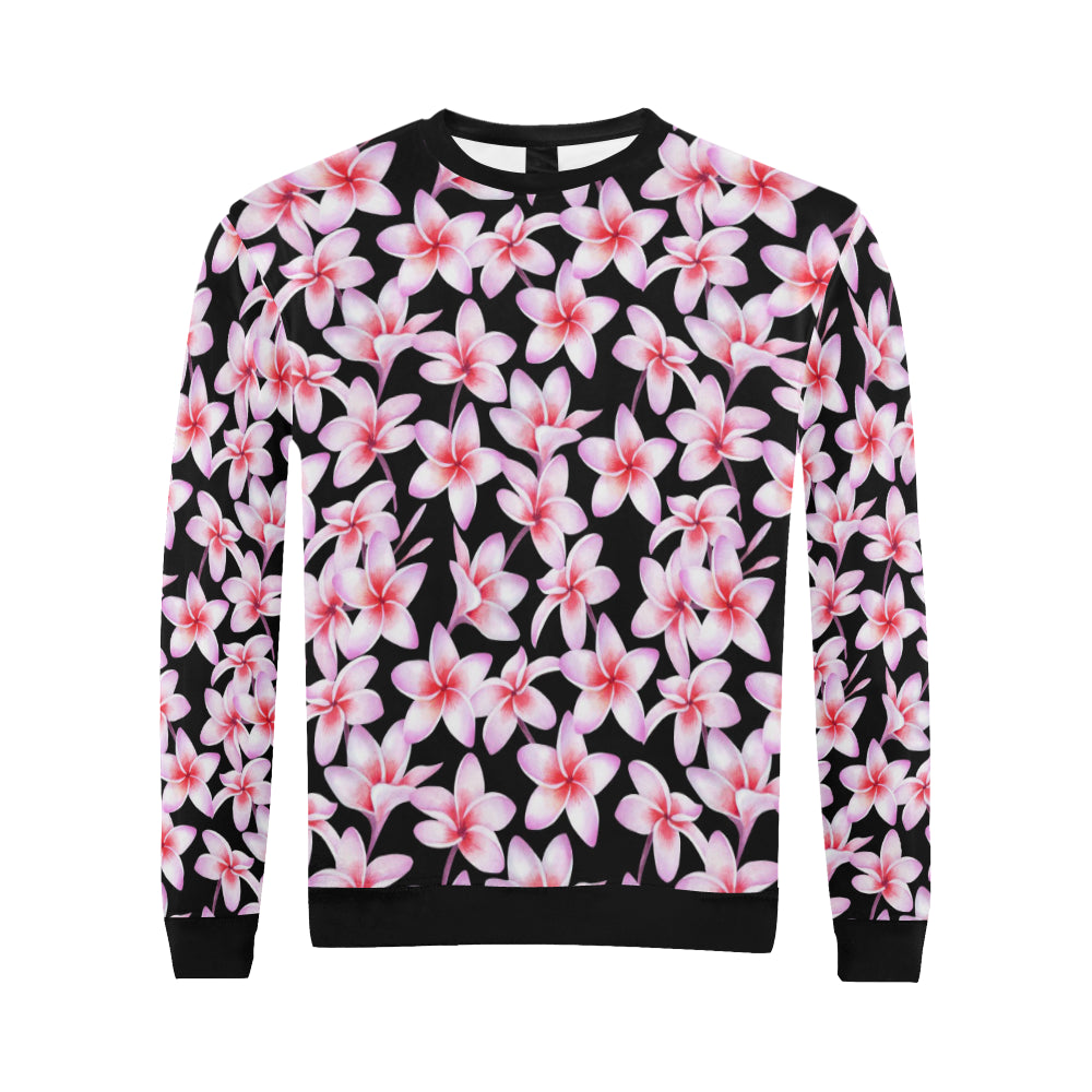 Pink Plumeria Pattern Print Design PM09 Men Long Sleeve Sweatshirt