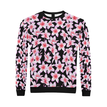 Pink Plumeria Pattern Print Design PM09 Men Long Sleeve Sweatshirt