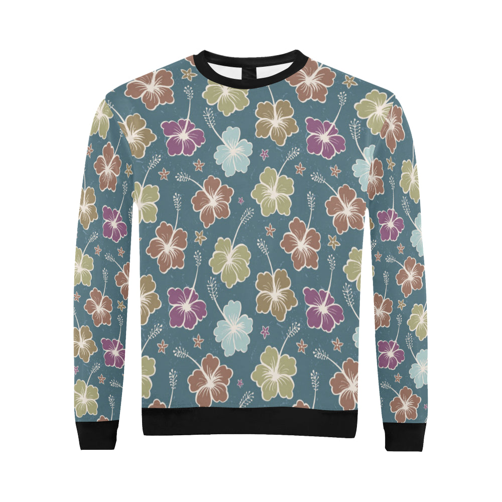 Hibiscus Pattern Print Design HB033 Men Long Sleeve Sweatshirt