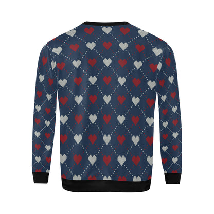 Heart Knit Pattern Print Design HE05 Men Long Sleeve Sweatshirt