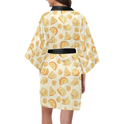 Cheese Pattern Print Design 01 Women's Short Kimono