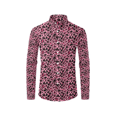 Cheetah Pink Pattern Print Design 01 Men's Long Sleeve Shirt