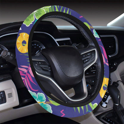 Hawaiian Themed Pattern Print Design H014 Steering Wheel Cover with Elastic Edge