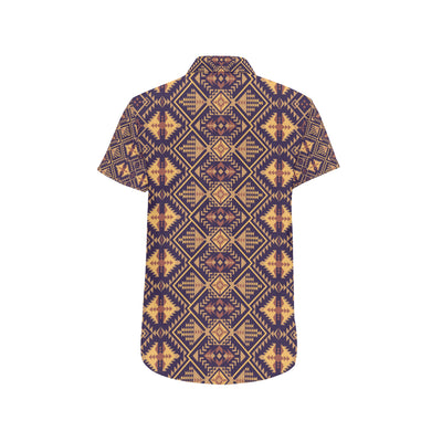 Aztec Pattern Print Design 09 Men's Short Sleeve Button Up Shirt