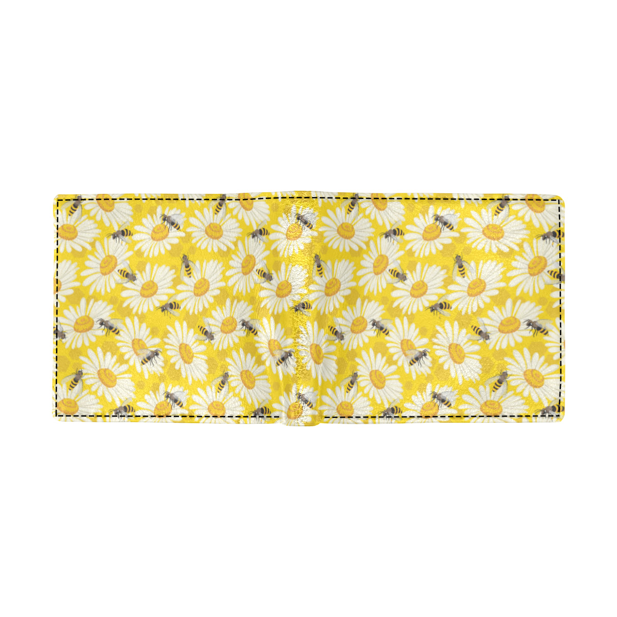 Bee Daisy Pattern Print Design 06 Men's ID Card Wallet