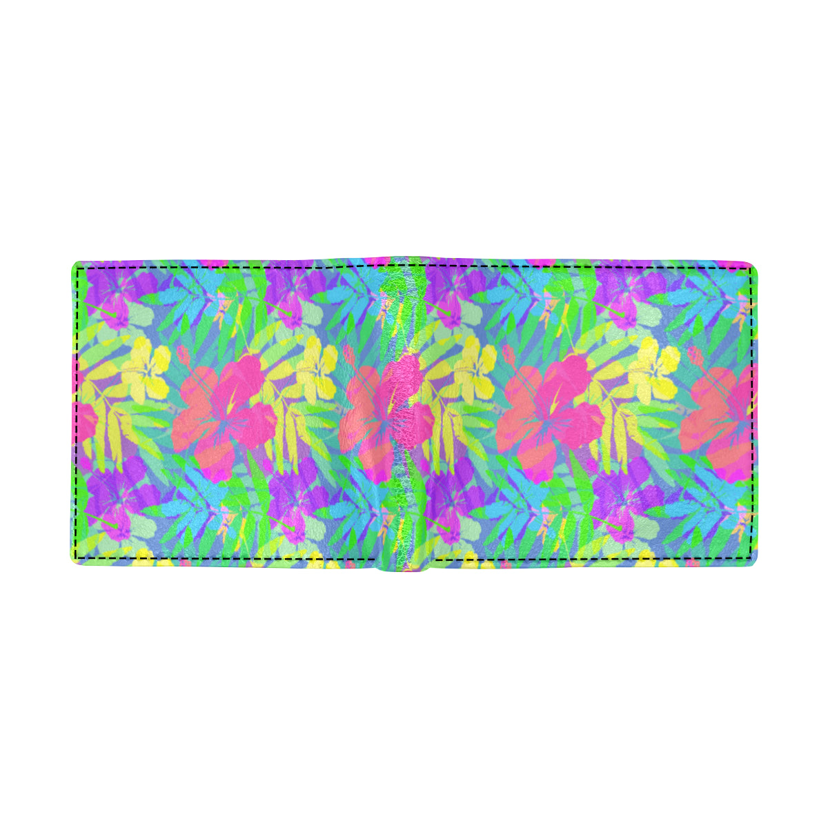 Neon Tropical Pattern Print Design A03 Men's ID Card Wallet