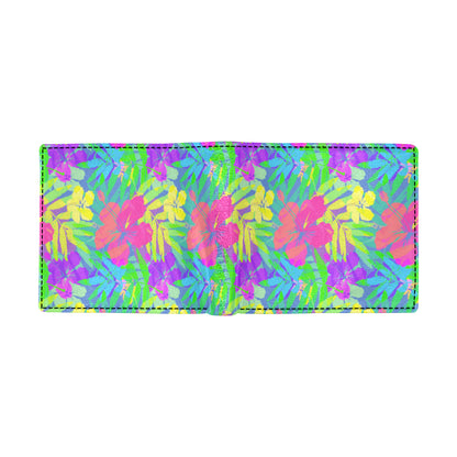 Neon Tropical Pattern Print Design A03 Men's ID Card Wallet