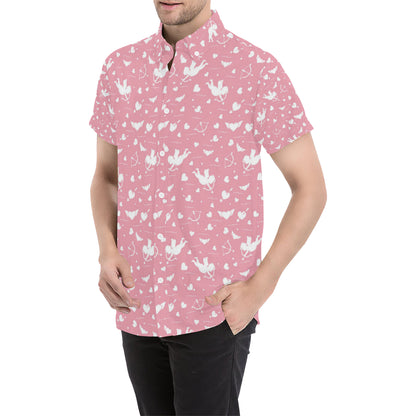 Cupid Pattern Print Design 03 Men's Short Sleeve Button Up Shirt