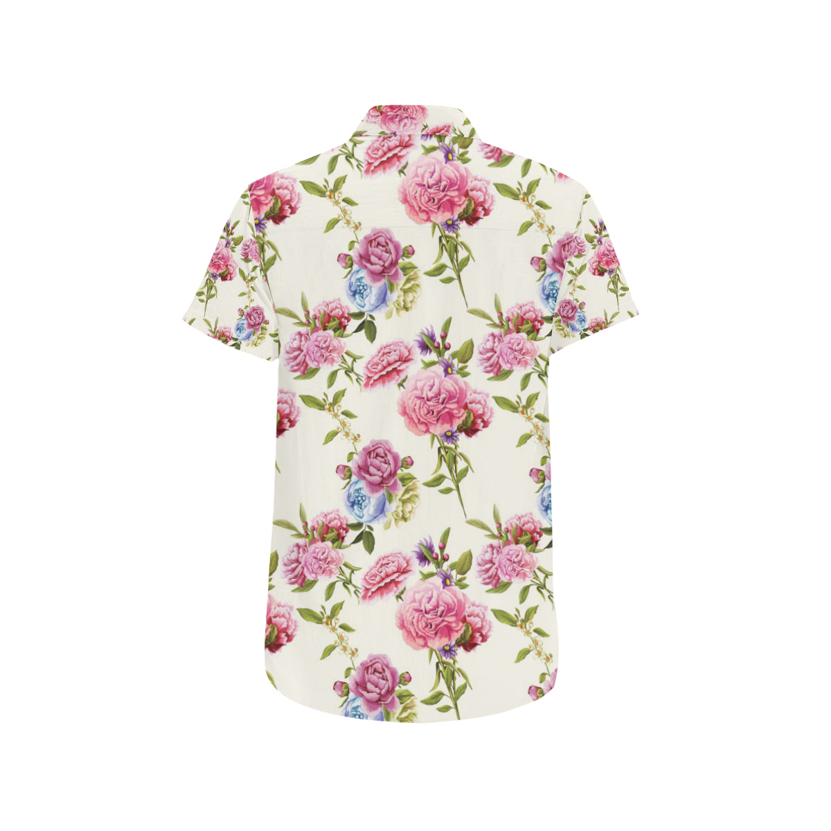 Carnations Pattern Print Design CN02 Men's Short Sleeve Button Up Shirt