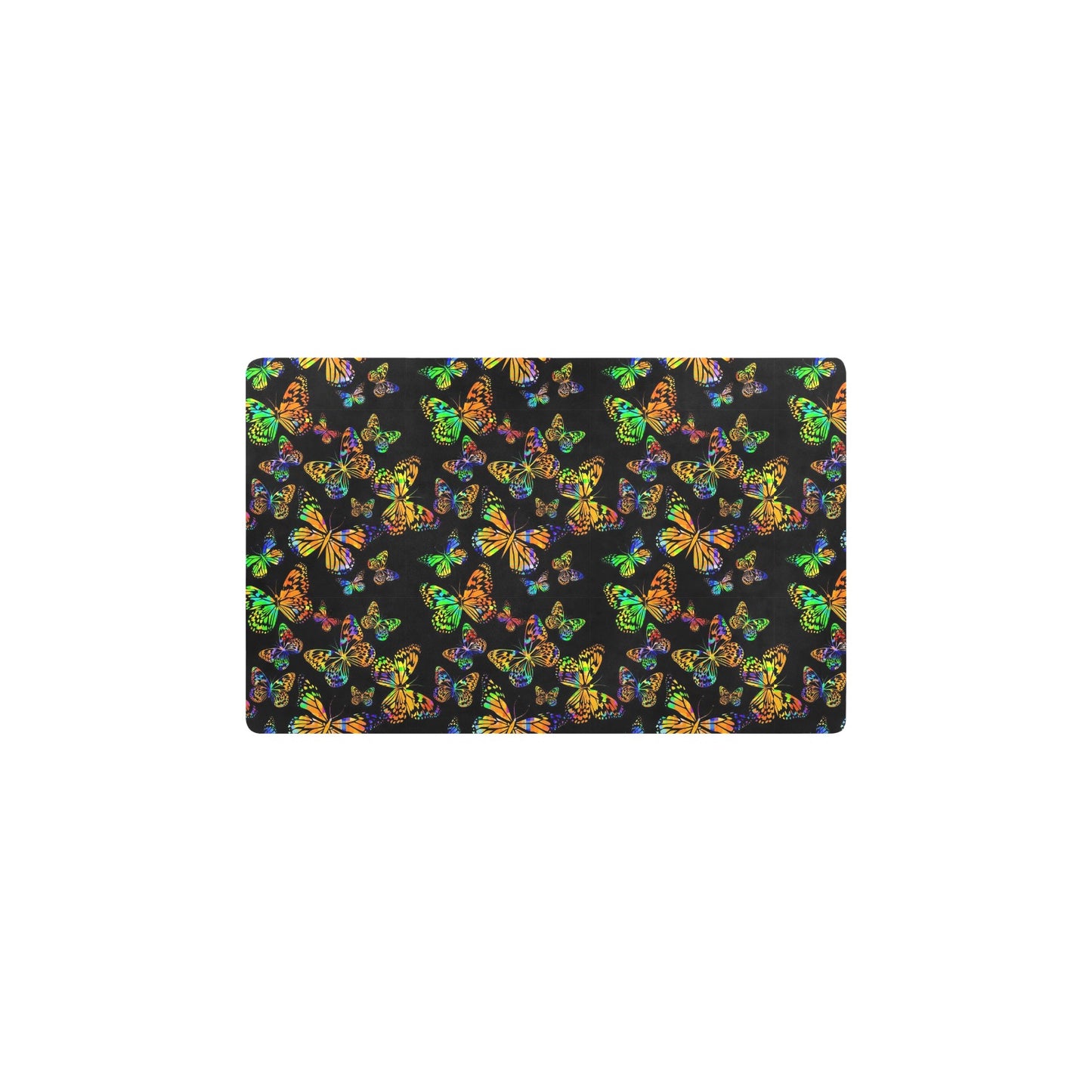 Butterfly Neon Color Print Pattern Kitchen Mat