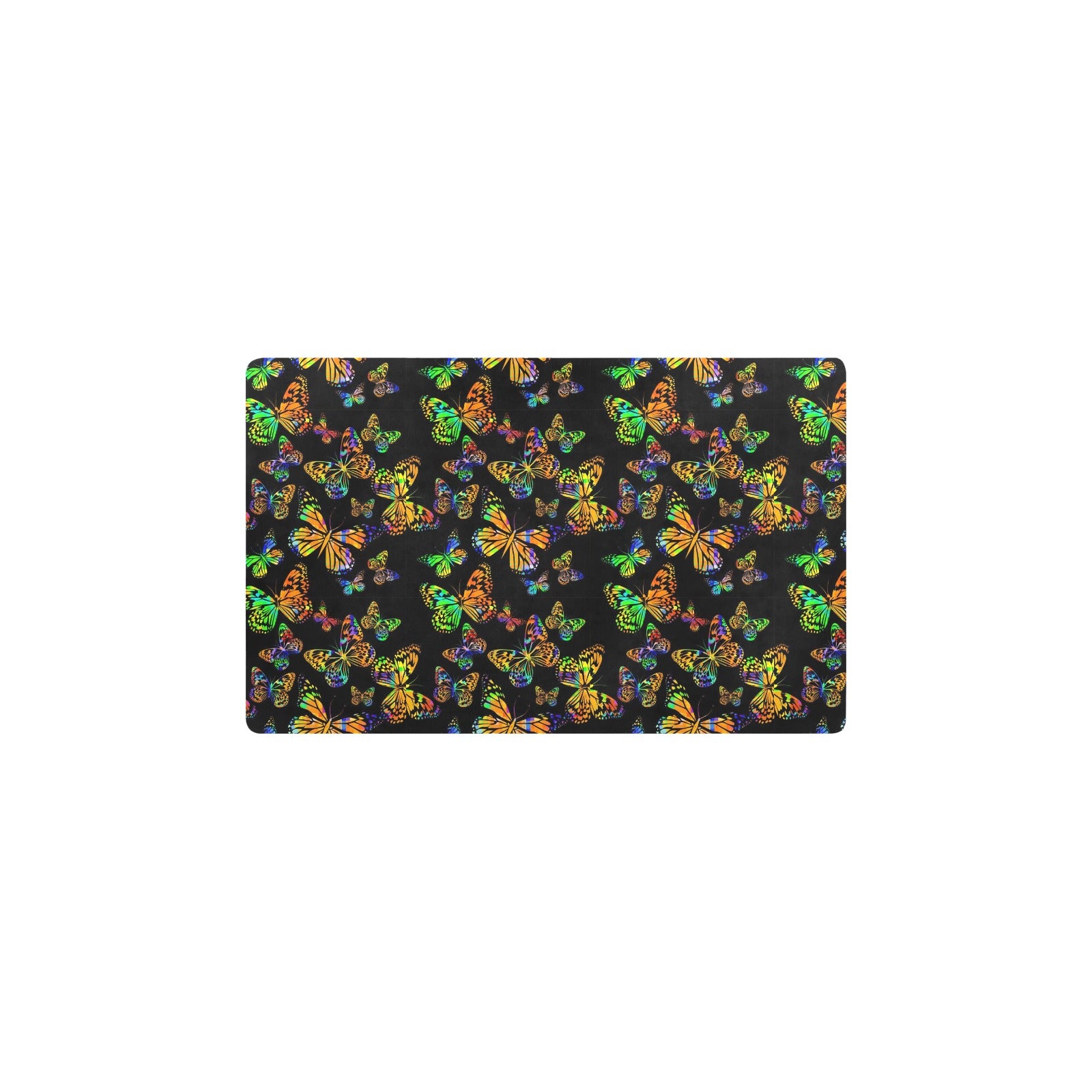 Butterfly Neon Color Print Pattern Kitchen Mat