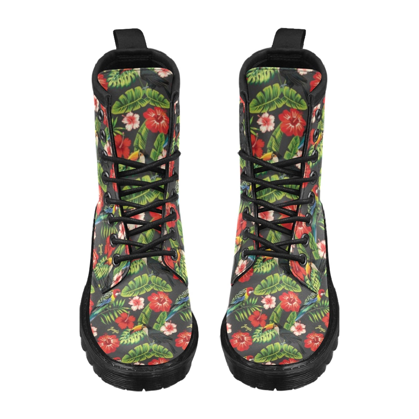 Hibiscus Red With Parrotprint Design LKS303 Women's Boots