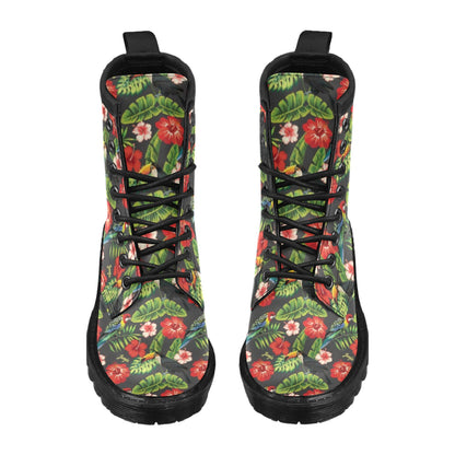 Hibiscus Red With Parrotprint Design LKS303 Women's Boots