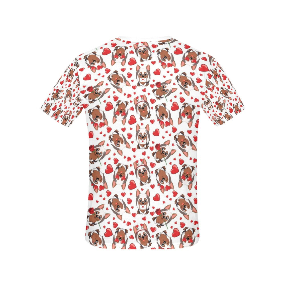 Silky Terriers Heart Print Design LKS302 Women's  T-shirt