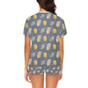 Safari Elephant Lion Print Design LKS303 Women's Short Pajama Set